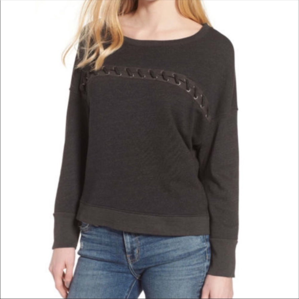 Sundry Lace-Up Karma Pullover Sweatshirt